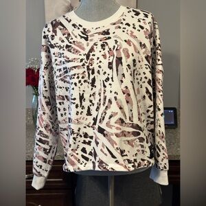 Calvin Klein Performance Women Animal Printed Crop Fleece Lined Pullover Top XL